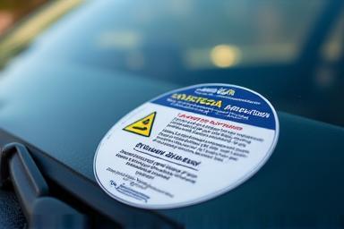 Massachusetts state inspection sticker on a car windshield.